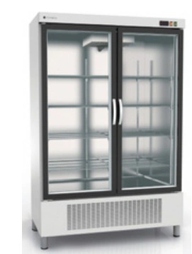 Armoire gourmet 2 portes vitrées positive extérieur blanc intérieur inox