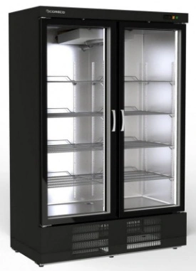 Armoire gourmet 2 portes vitrées positive extérieur noir intérieur inox