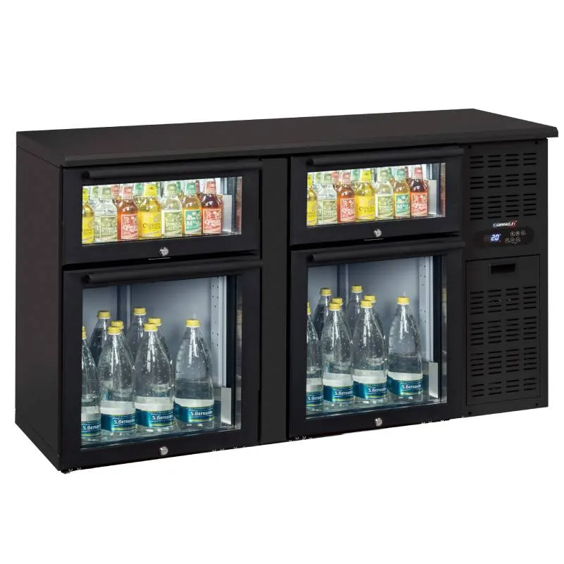 Arrière-bar 2 x 2 tiroirs mixtes vitrés – 302 L –