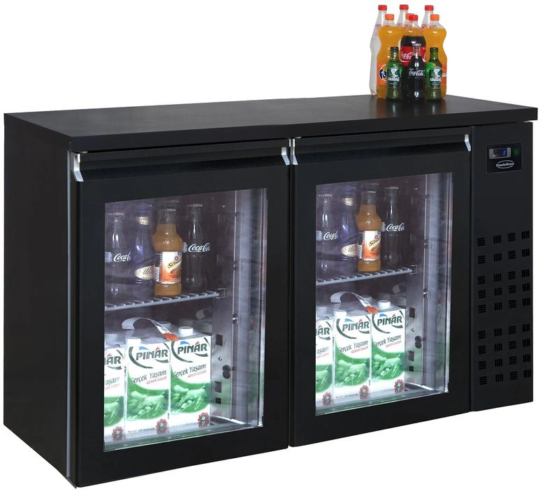 ARRIÈRE BAR RÉFRIGÉRÉE NOIR 2 PORTES EN VERRE