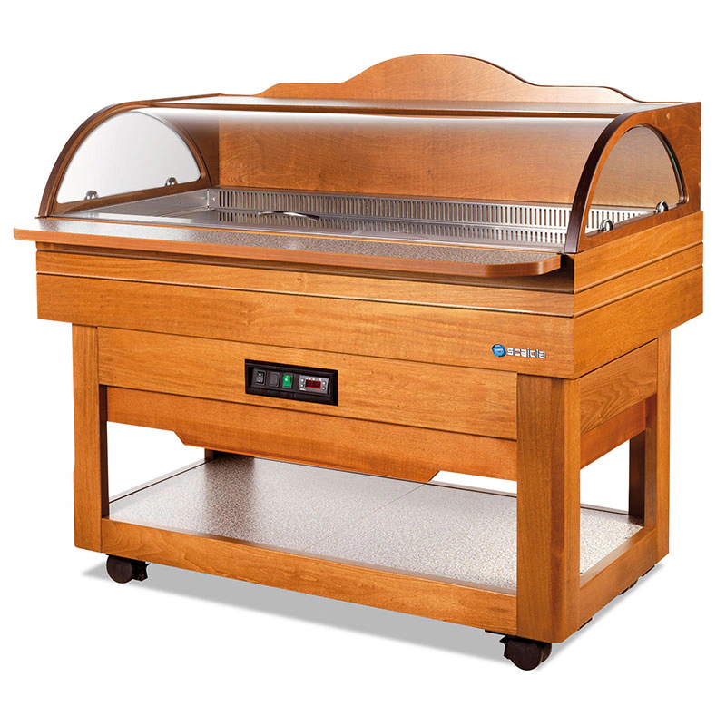 Buffet réfrigéré en bois mobile