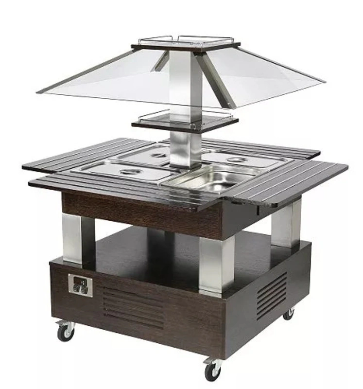 Buffet salad’bar en îlot chauffant – 4 bacs GN 1/1
