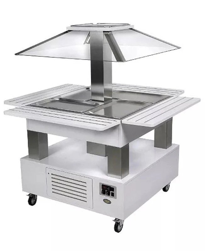 Buffet salad’bar en îlot réfrigéré – 4 bacs GN 1/1