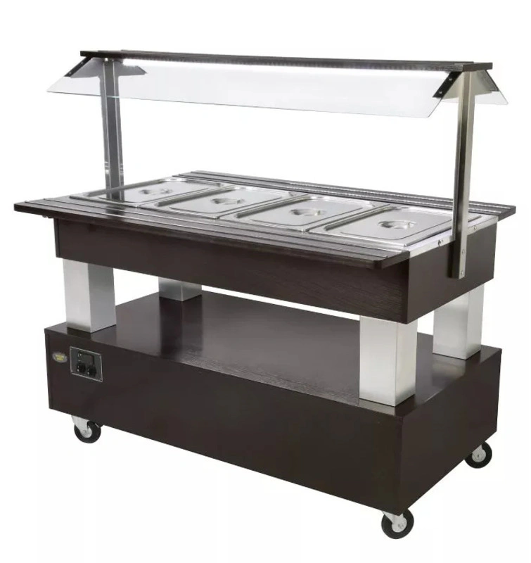 Buffet salad’bar traversant chauffant – 4 bacs GN 1/1