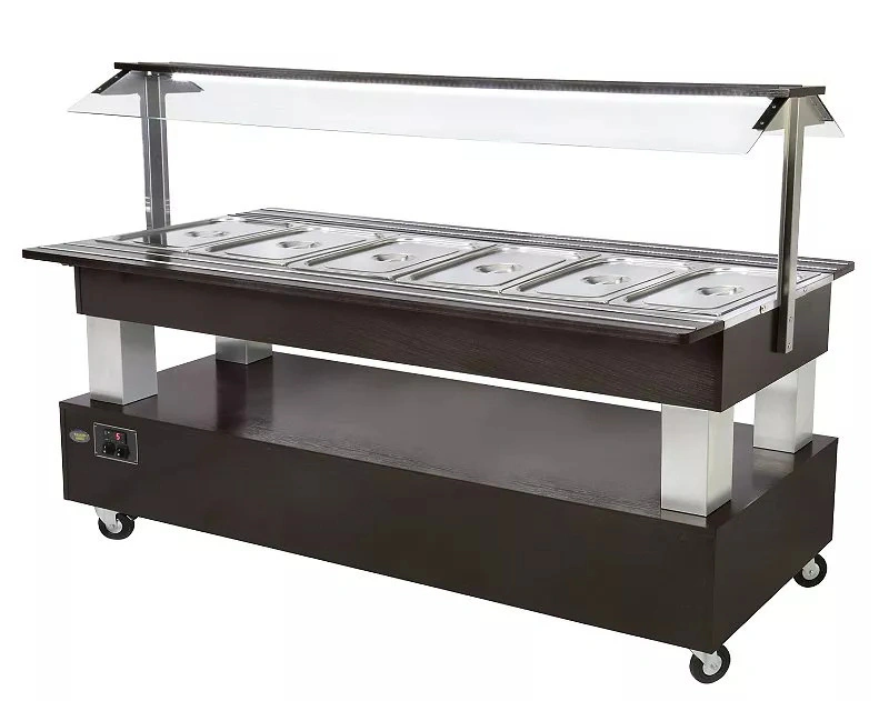 Buffet salad’bar traversant mixte – 6 bacs GN 1/1