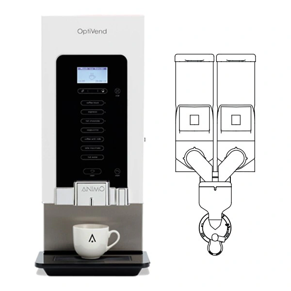 Distributeur café 2 bacs 2x2.3 L OPTIVEND ANIMO