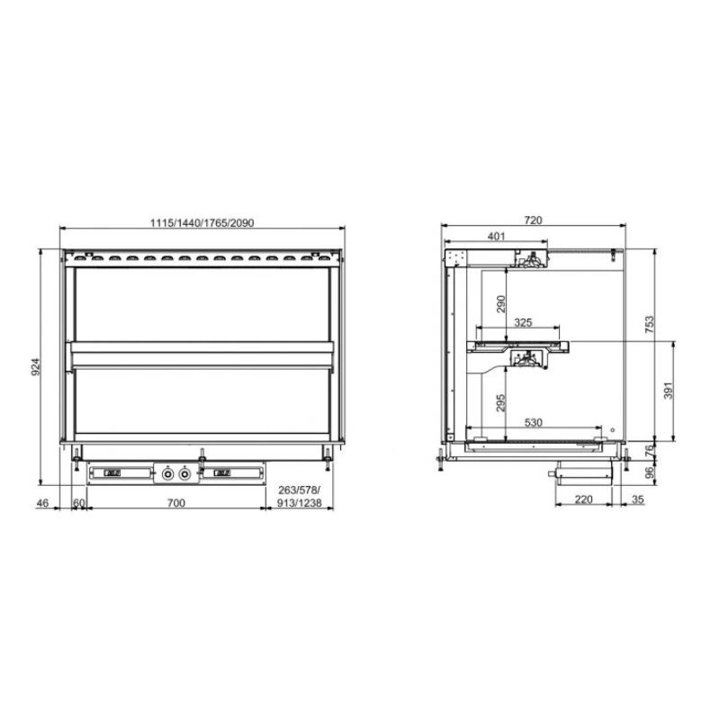 DROP-IN VITRINE CUBIQUE CHAUFFANTE AVEC PLAQUE VITRO CERAMIQUE MODELE MURAL - NOIR 3/1