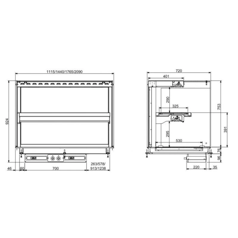 DROP-IN VITRINE CUBIQUE CHAUFFANTE AVEC PLAQUE VITRO CERAMIQUE MODELE MURAL - NOIR 5/1