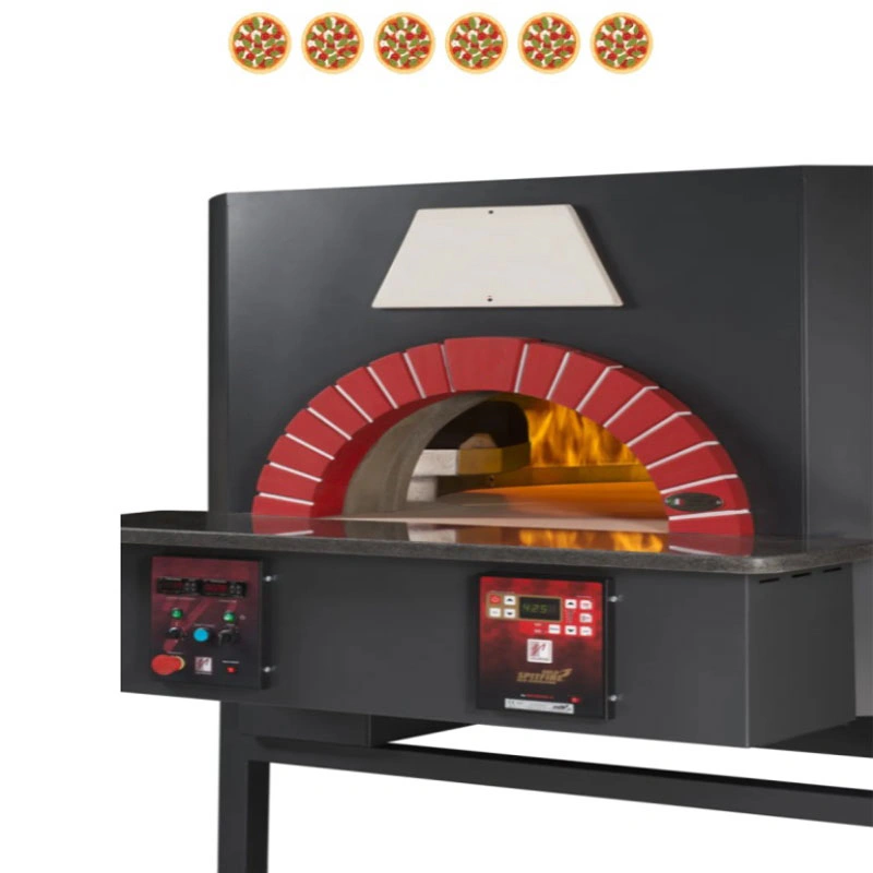 Four à pizza rotatif gaz et bois 6 pizzas