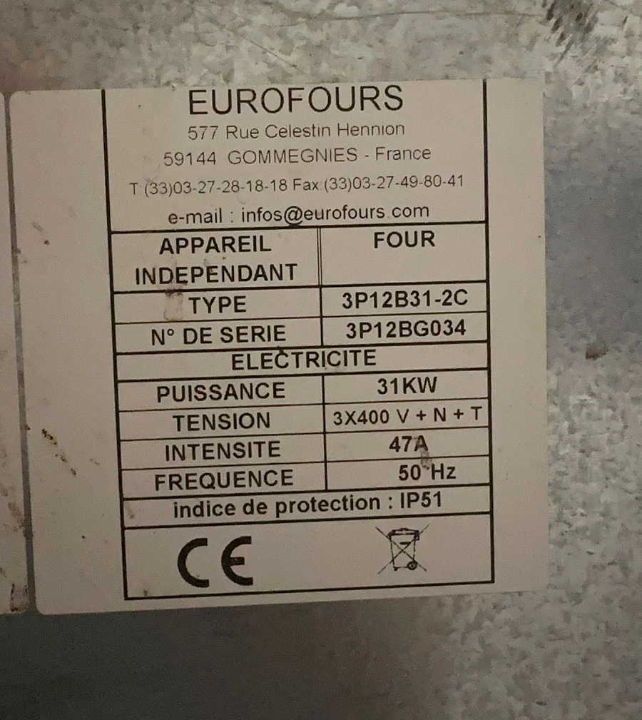 Four électrique à chariot fixe 400x800 ou 400x600 d'Occasion