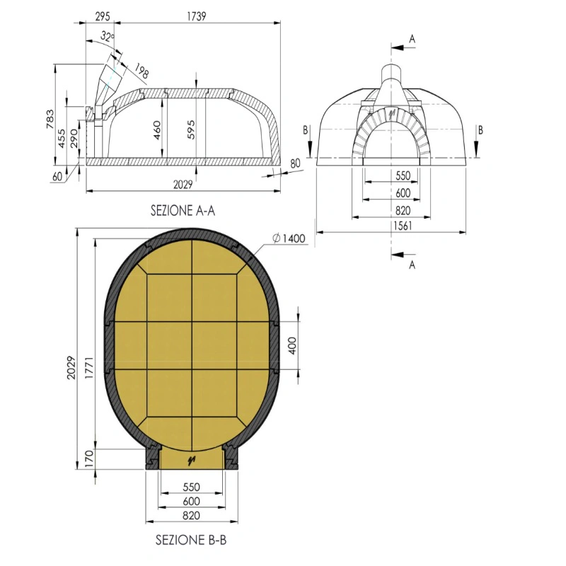 Four en kit bois ou gaz 15 pizzas 140x180 cm