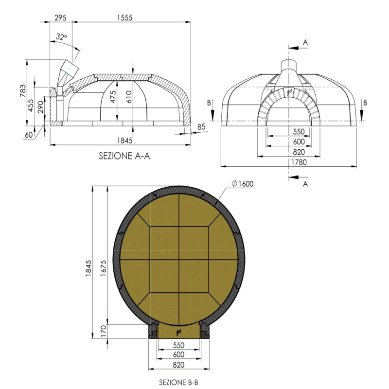 Four en kit gaz ou bois 15 pizzas 160x160 cm