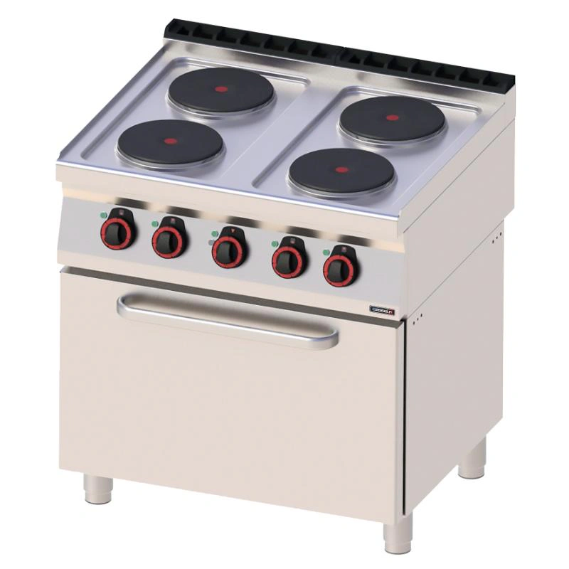 Fourneau électrique 4 feux avec four électrique ventilé GN 1/1 80