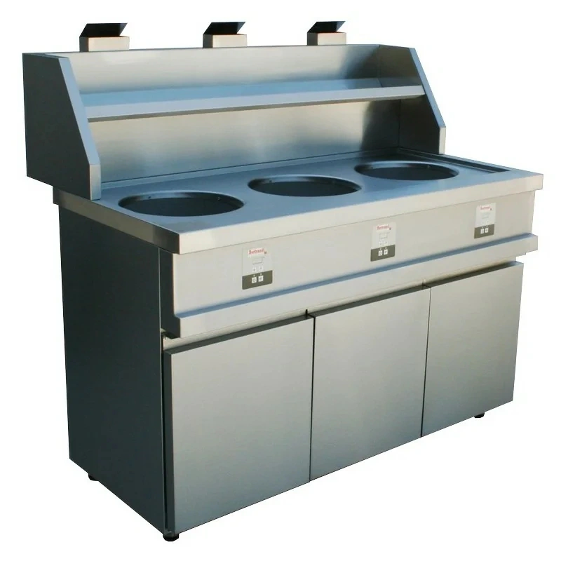 Friteuse gaz électronique 3 cuves 16 L avec hotte