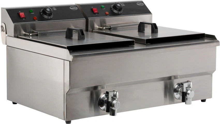 Friteuse electrique avec robinet de vidange 2x10L