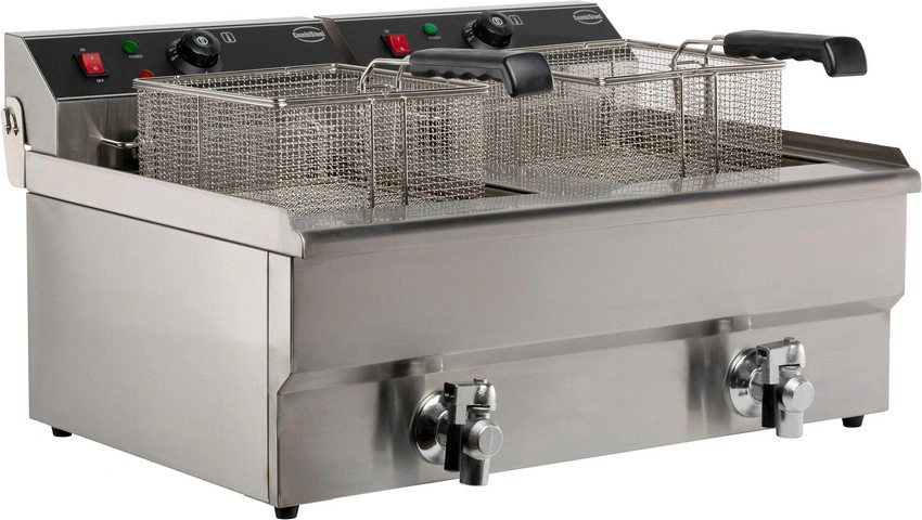 Friteuse electrique avec robinet de vidange 2x10L