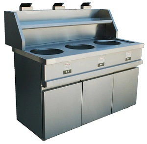 Friteuse gaz mécanique 3 cuves rondes 13 L