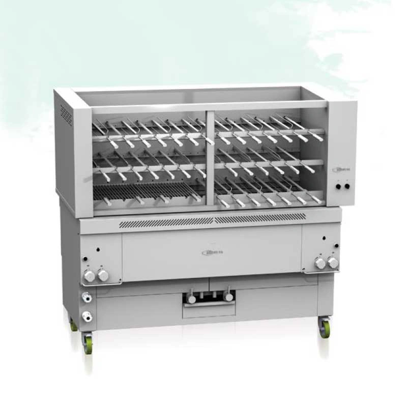 Gril rotatif à gaz inox 40 brochettes