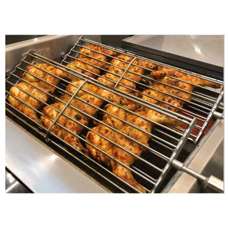 Gril rotatif à gaz inox six brochettes