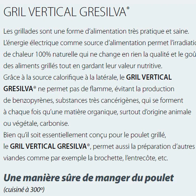Gril vertical électrique 2 broches inox
