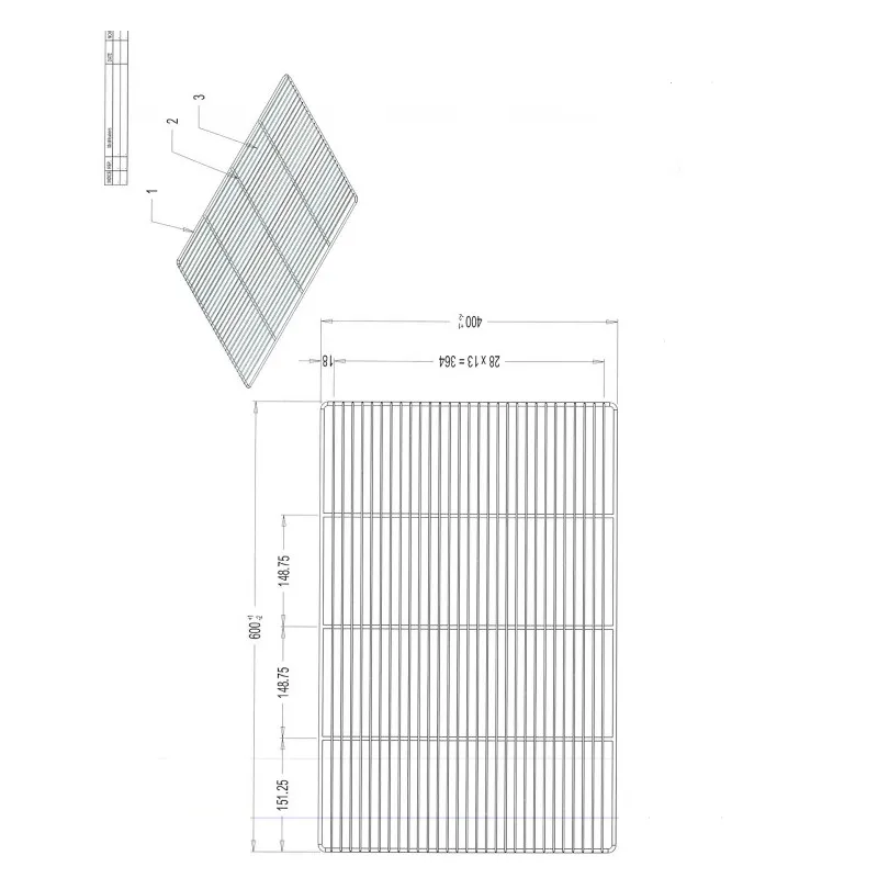 GRILLE EN  ACIER INOXYDABLE 2/1 GN