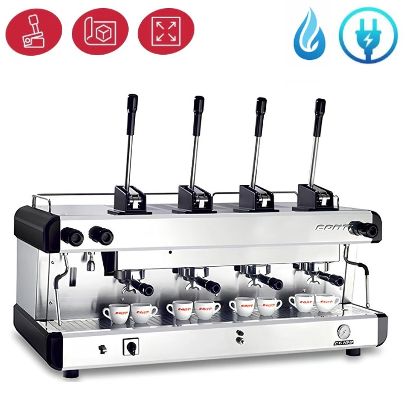 Machine à café à levier 4 groupes Bi-énergie