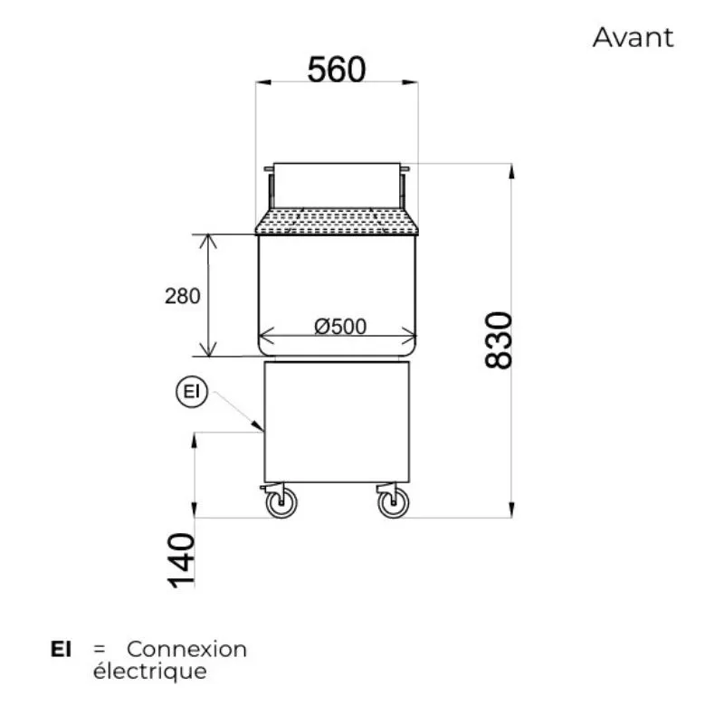 Pétrin à spirale DSK 53 L - 2 vitesses sur roues