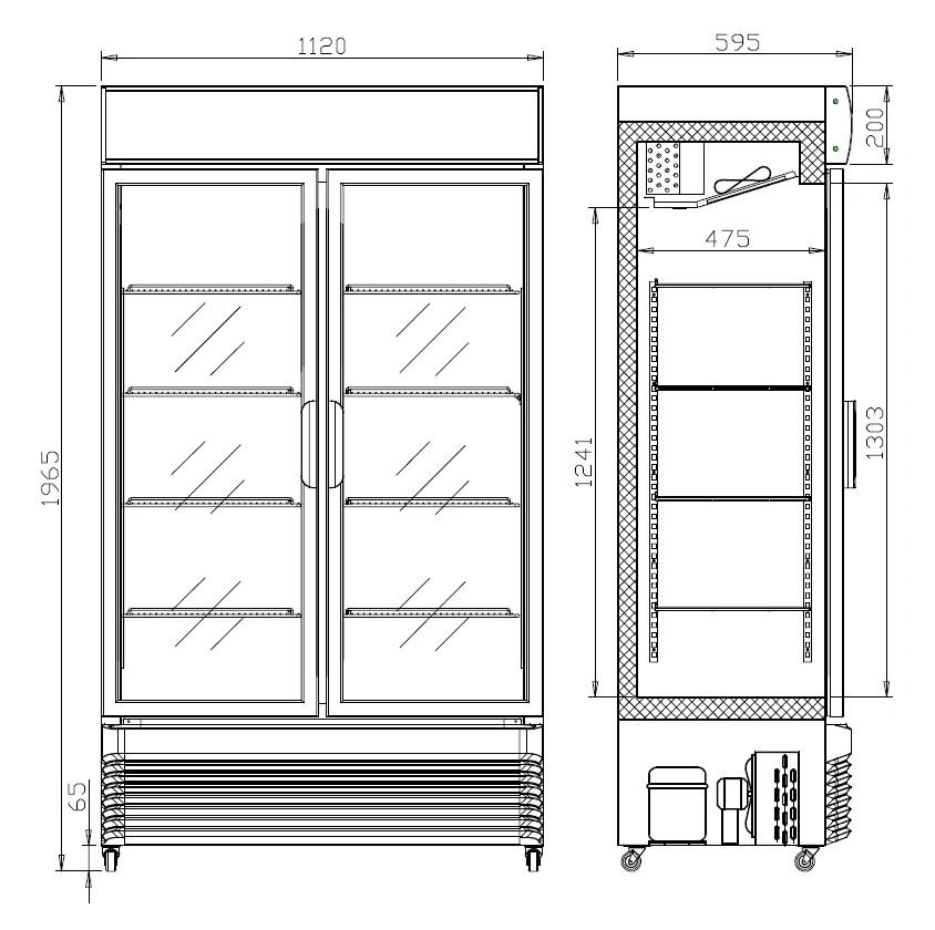 Réfrigérateur 2 portes coulissantes 750L
