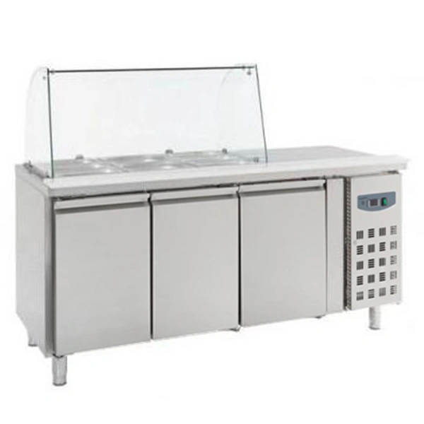 Saladette 3 portes GN1/1 vitrée
