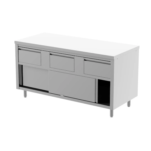 Table armoire 1000 X 600 X 890 mm portes coulissantes et tiroirs