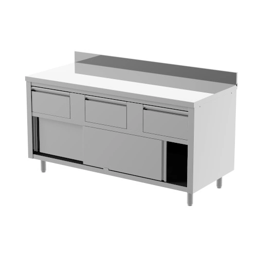 Table armoire 1200 X 600 X 850 mm portes coulissantes et tiroirs