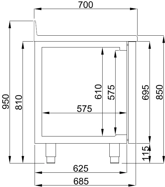 TABLE RÉFRIGÉRÉE BORD RELEVÉ 3 PORTES